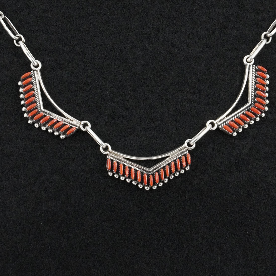 Mildred Ukestine Coral & Sterling Silver Necklace Set