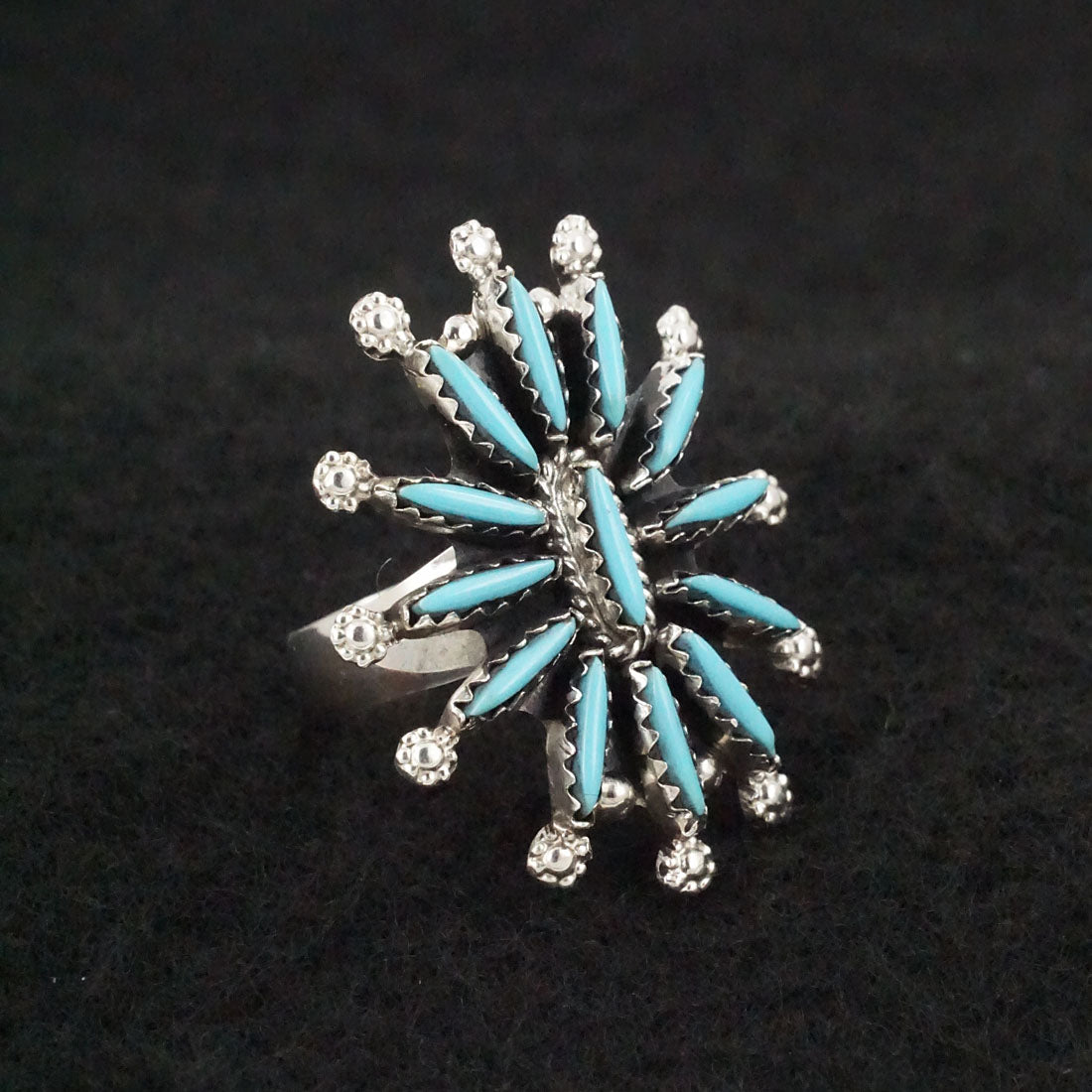 Jack Etsate Turquoise & Sterling Silver Ring Size 7