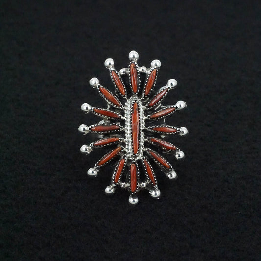 Jack Etsate Coral & Sterling Silver Ring Size 6.5