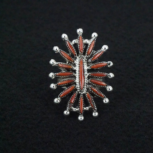 Jack Etsate Coral & Sterling Silver Ring Size 7.5