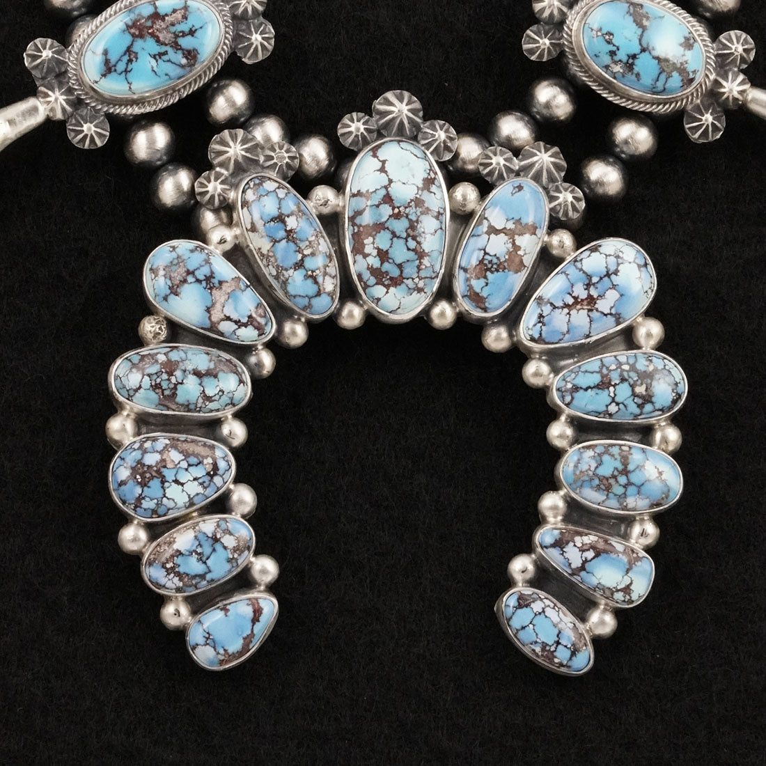 Paul Livingston Turquoise & Sterling Silver Squash Blossom Set