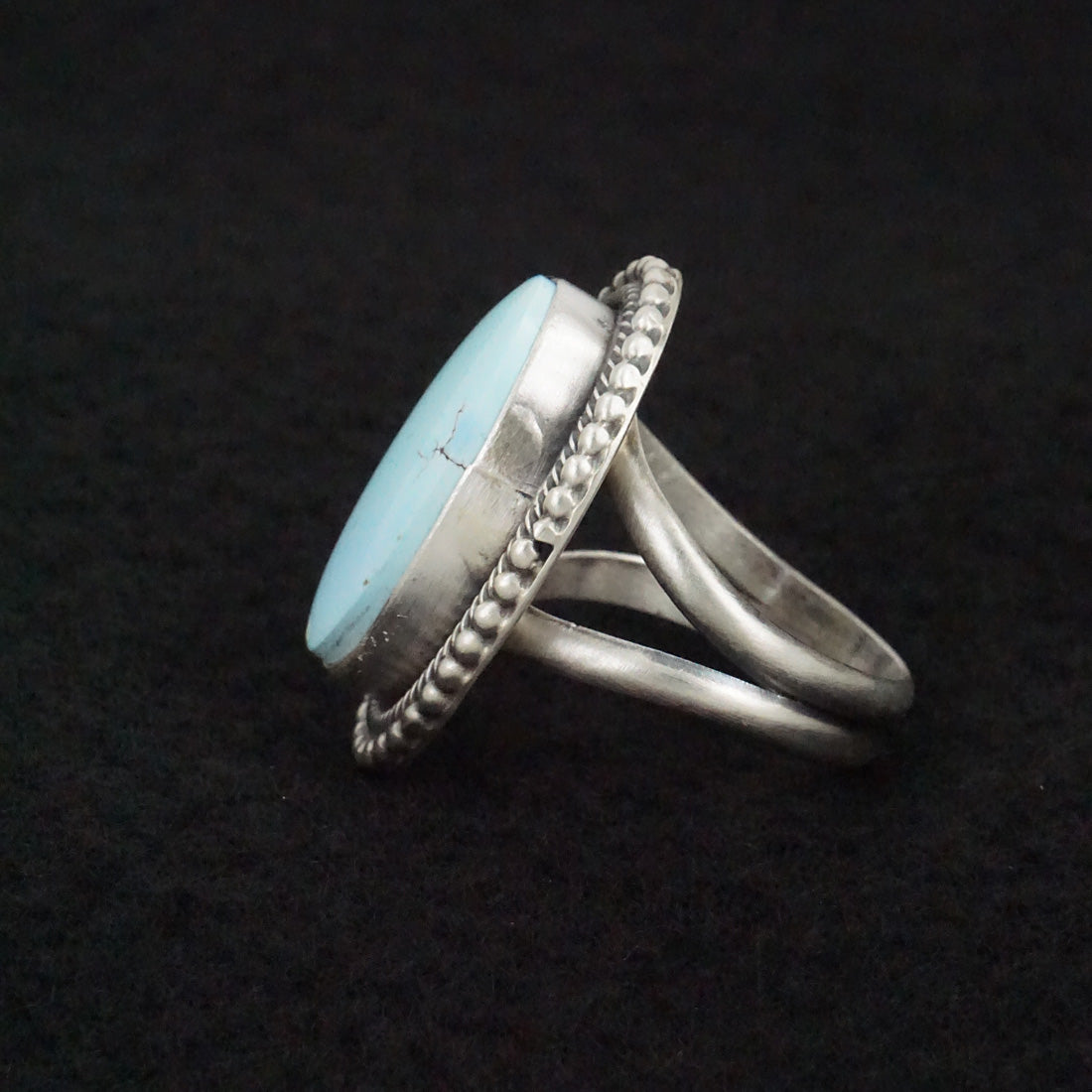 Bobby Johnson Turquoise & Sterling Silver Ring Size 8.5