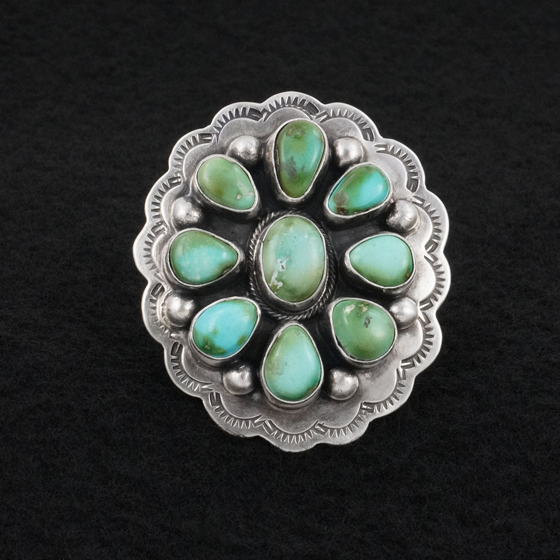 Bobby Johnson Turquoise & Sterling Silver Ring Adj.
