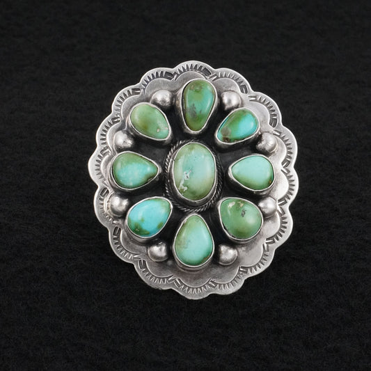 Bobby Johnson Turquoise & Sterling Silver Ring Adj.