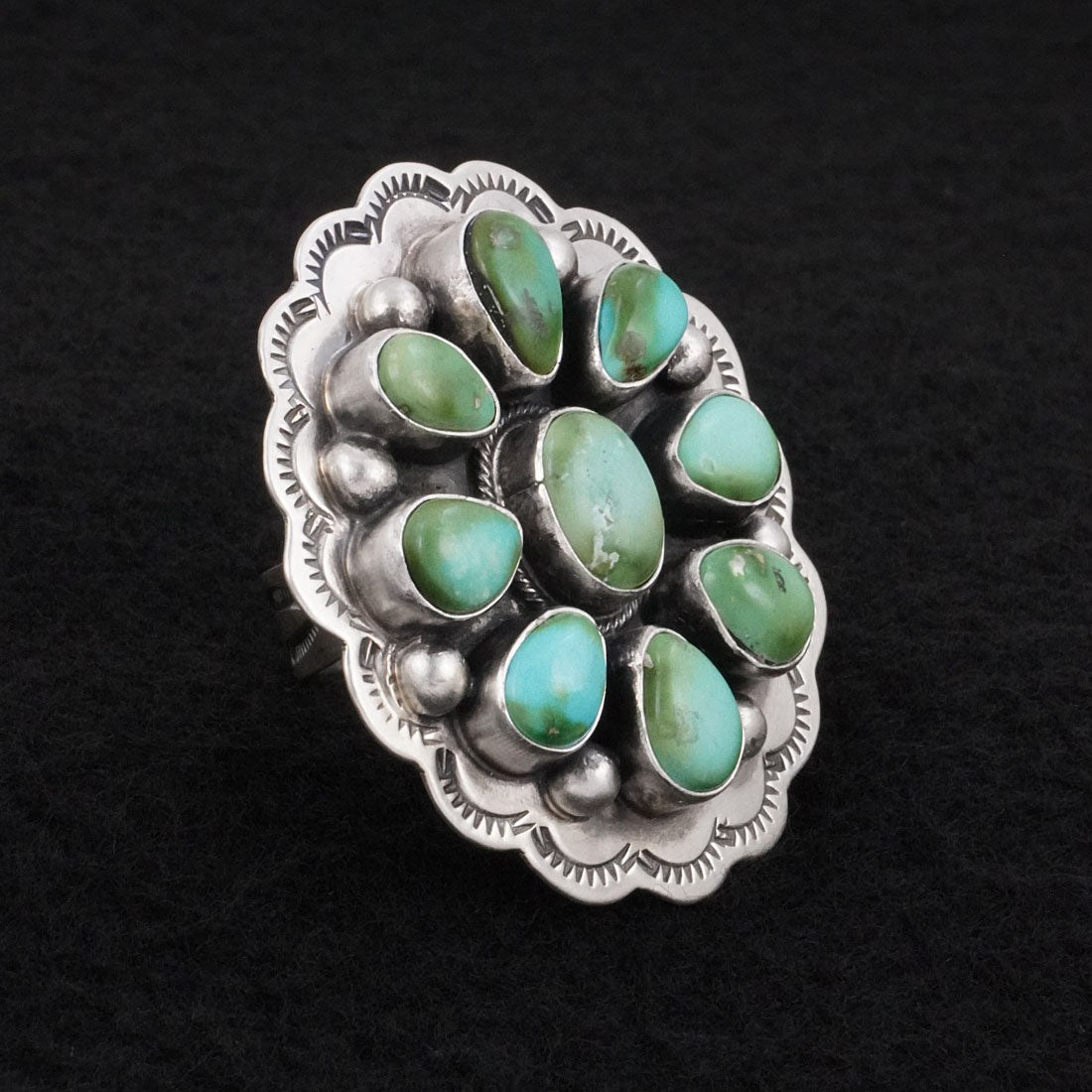 Bobby Johnson Turquoise & Sterling Silver Ring Adj.