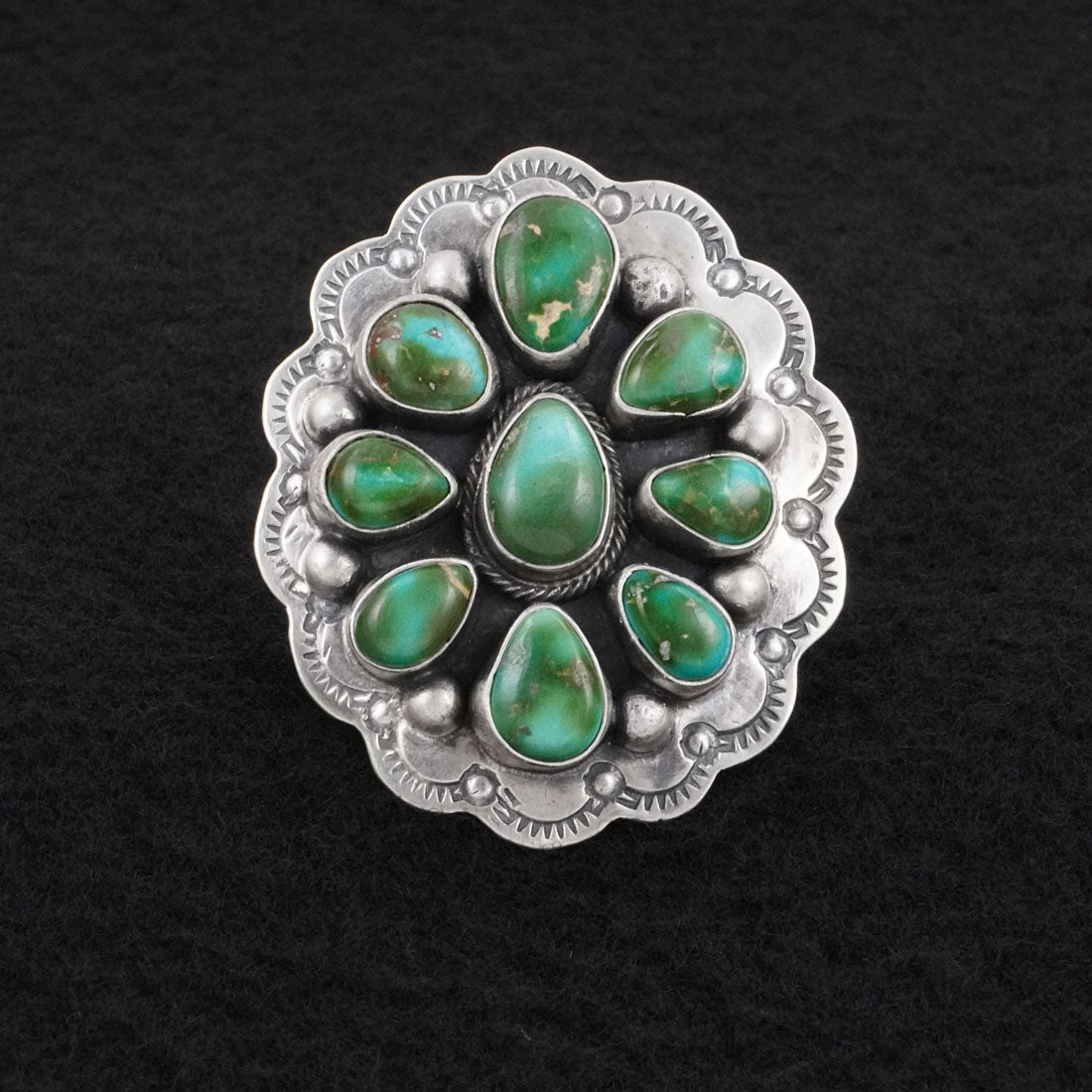 Bobby Johnson Turquoise & Sterling Silver Ring Adj.