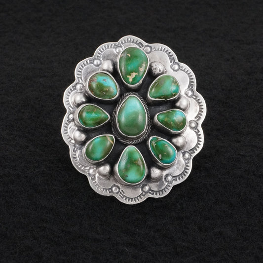 Bobby Johnson Turquoise & Sterling Silver Ring Adj.
