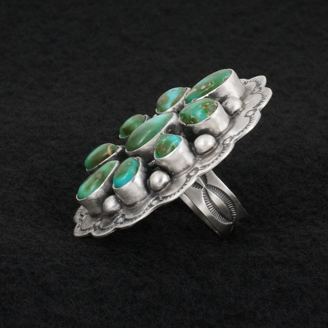 Bobby Johnson Turquoise & Sterling Silver Ring Adj.
