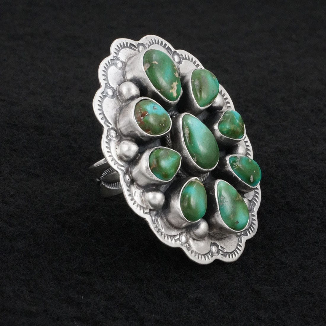 Bobby Johnson Turquoise & Sterling Silver Ring Adj.