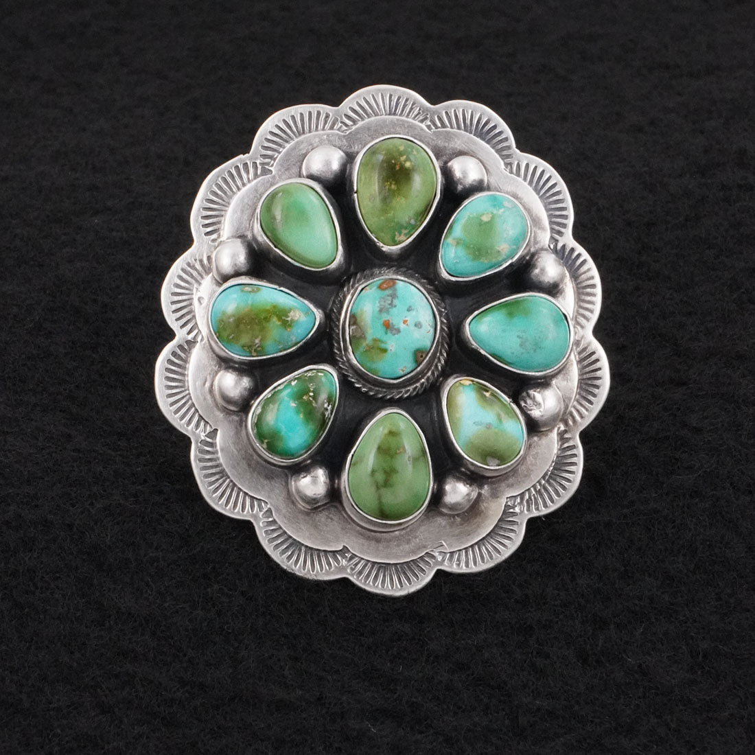Bobby Johnson Turquoise & Sterling Silver Ring Adj.