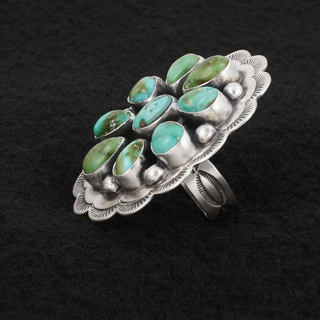 Bobby Johnson Turquoise & Sterling Silver Ring Adj.