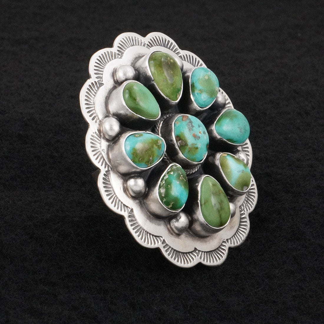 Bobby Johnson Turquoise & Sterling Silver Ring Adj.