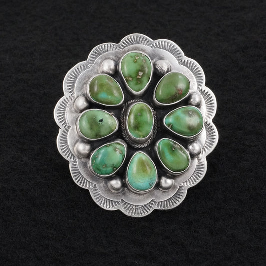 Bobby Johnson Turquoise & Sterling Silver Ring Adj.