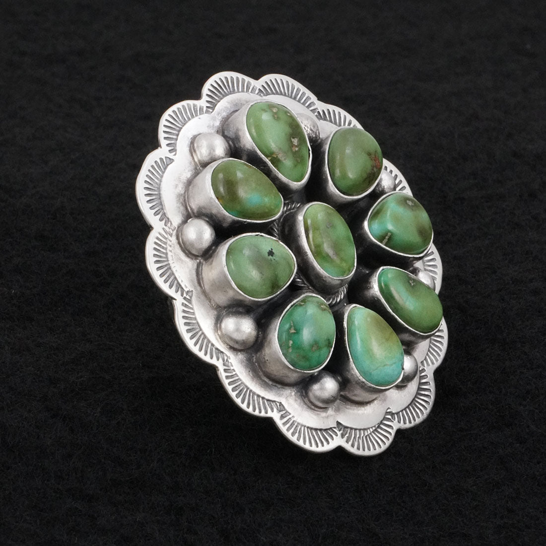 Bobby Johnson Turquoise & Sterling Silver Ring Adj.