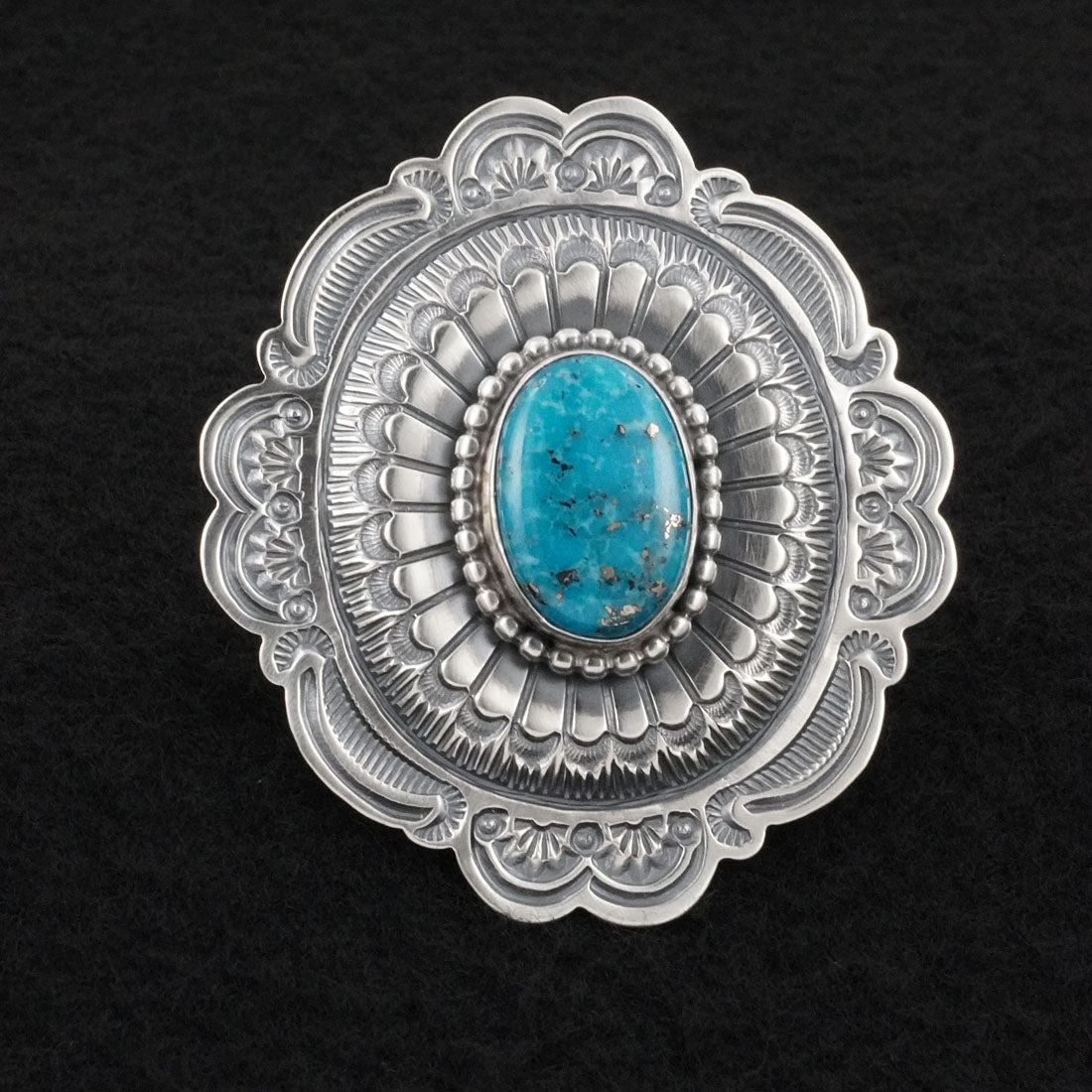 Arnold Blackgoat Turquoise & Sterling Silver Ring Adj.