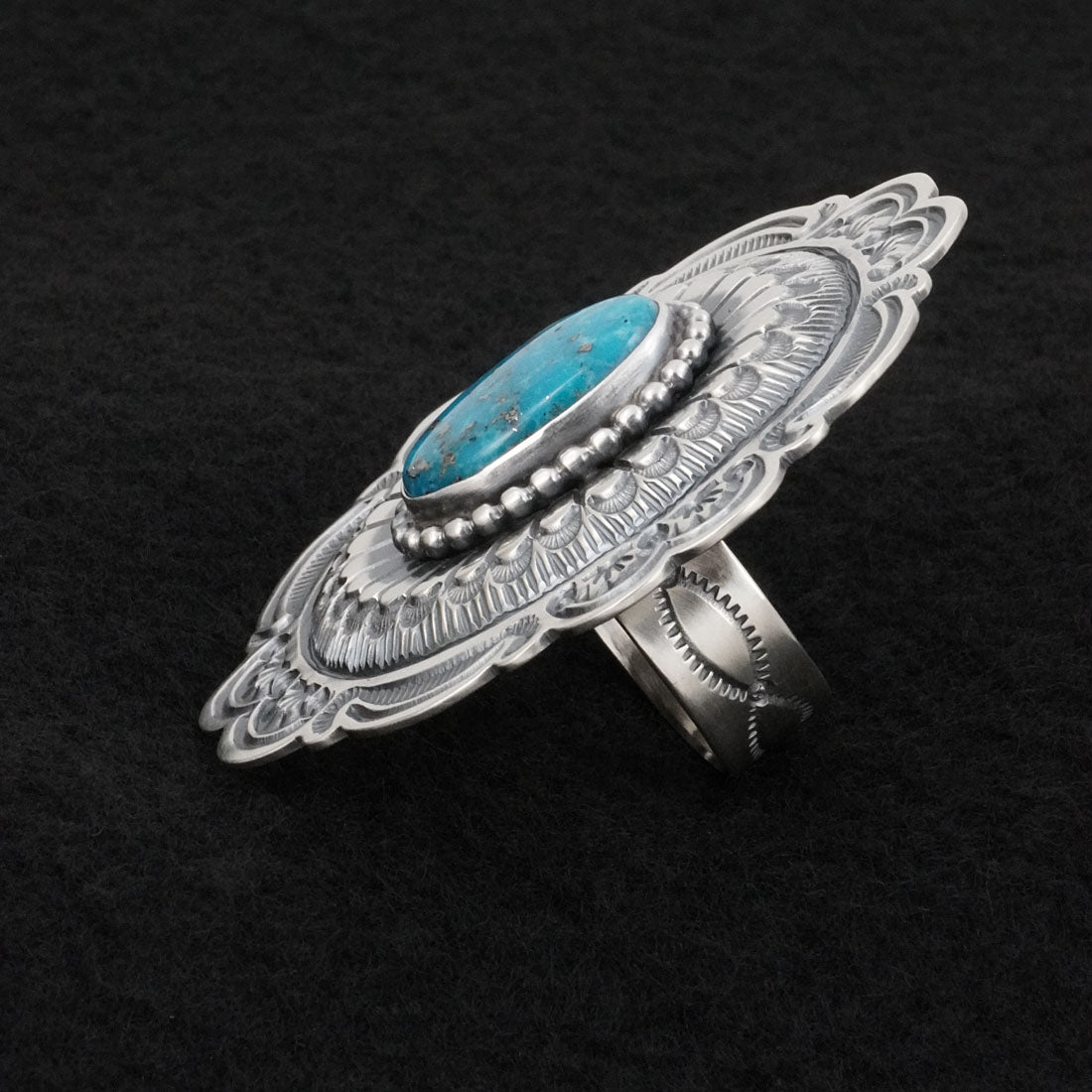 Arnold Blackgoat Turquoise & Sterling Silver Ring Adj.