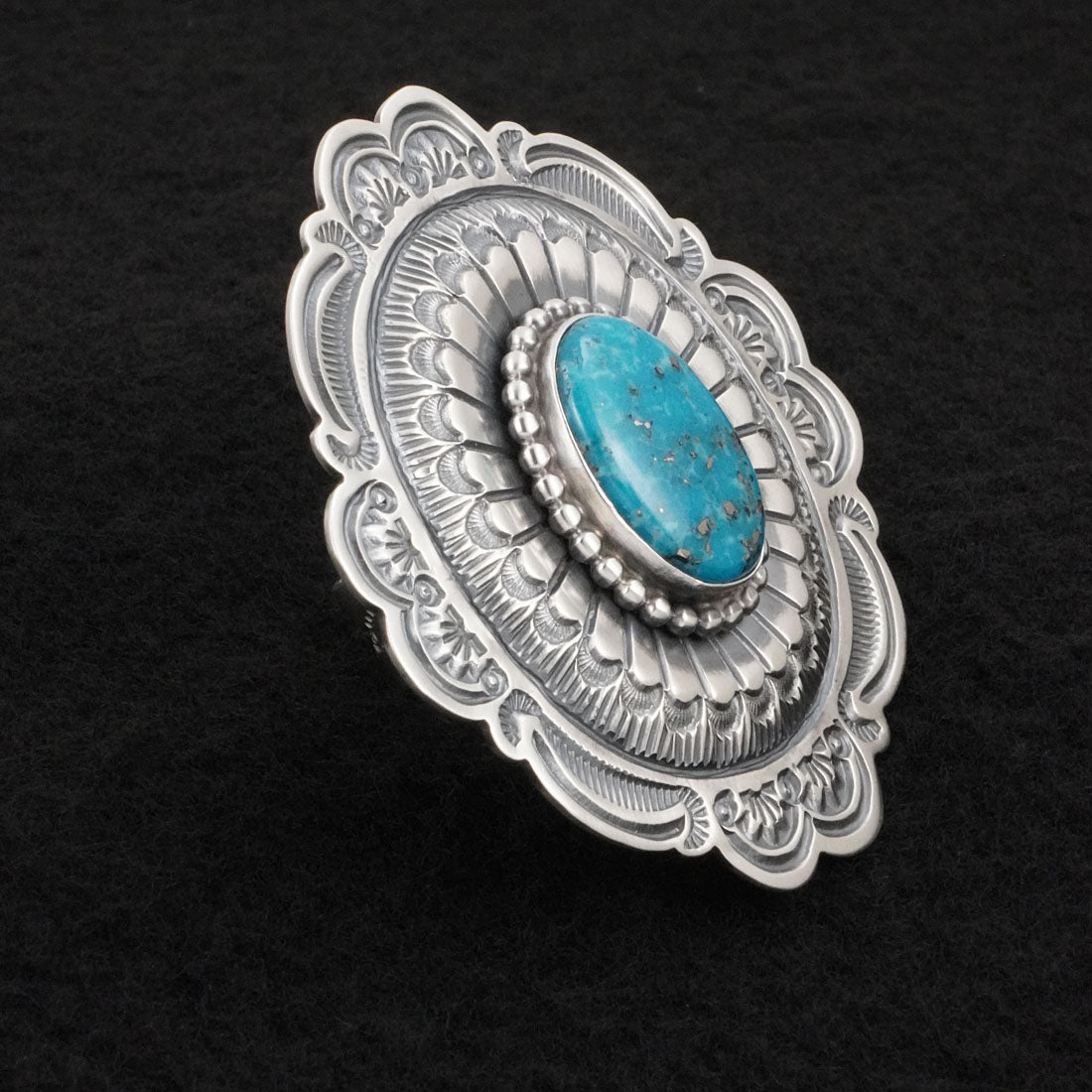 Arnold Blackgoat Turquoise & Sterling Silver Ring Adj.