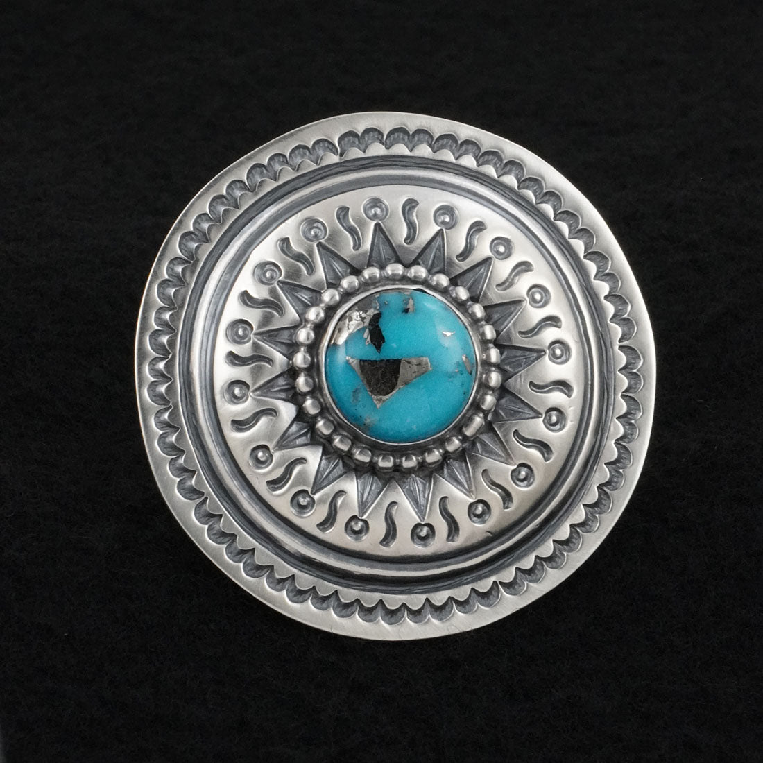 Arnold Blackgoat Turquoise & Sterling Silver Ring Adj.