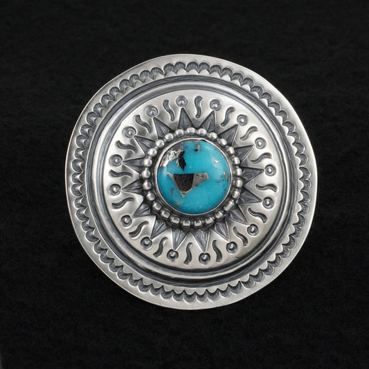 Arnold Blackgoat Turquoise & Sterling Silver Ring Adj.