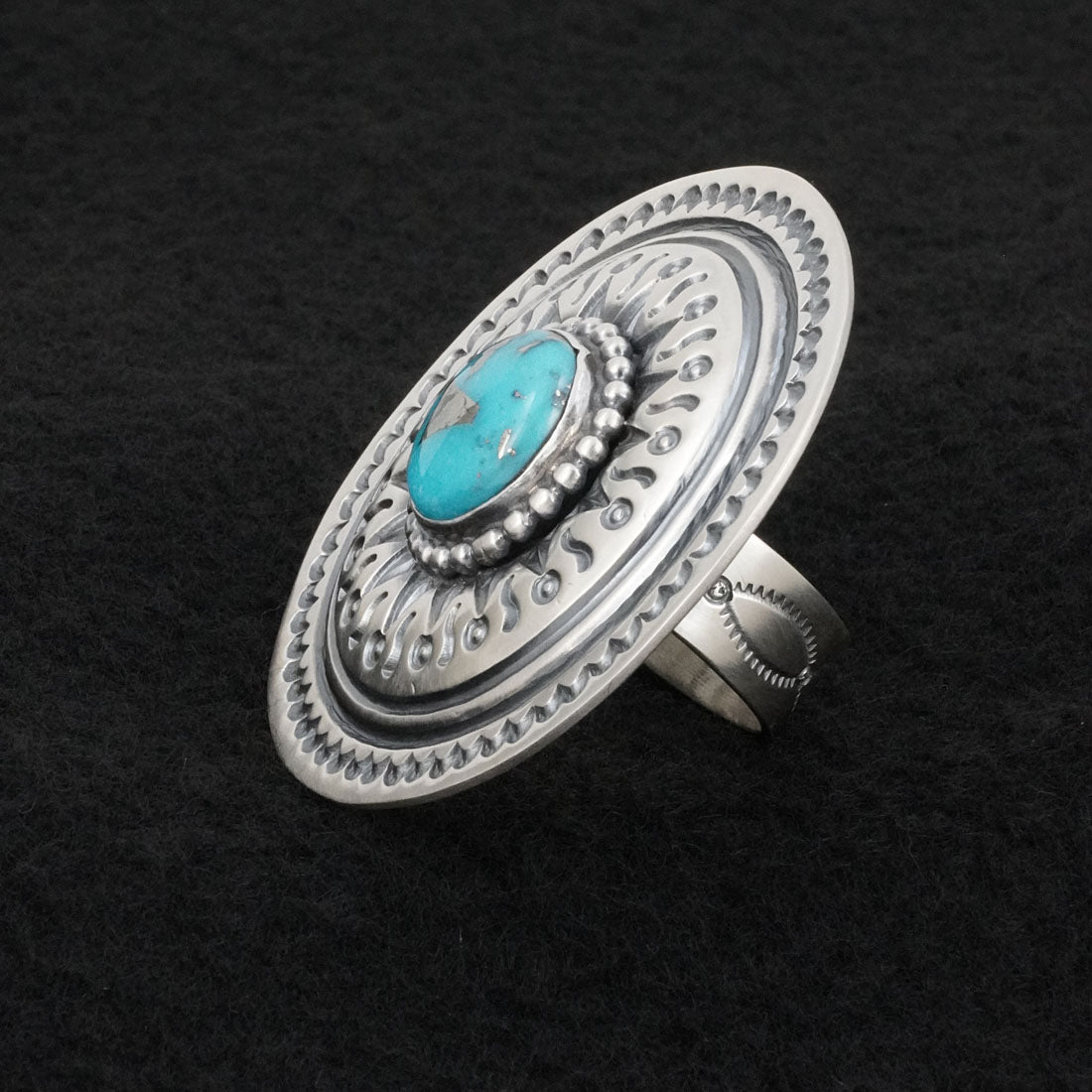 Arnold Blackgoat Turquoise & Sterling Silver Ring Adj.