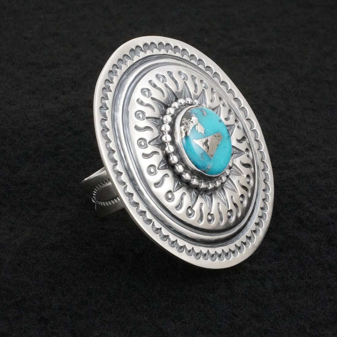 Arnold Blackgoat Turquoise & Sterling Silver Ring Adj.