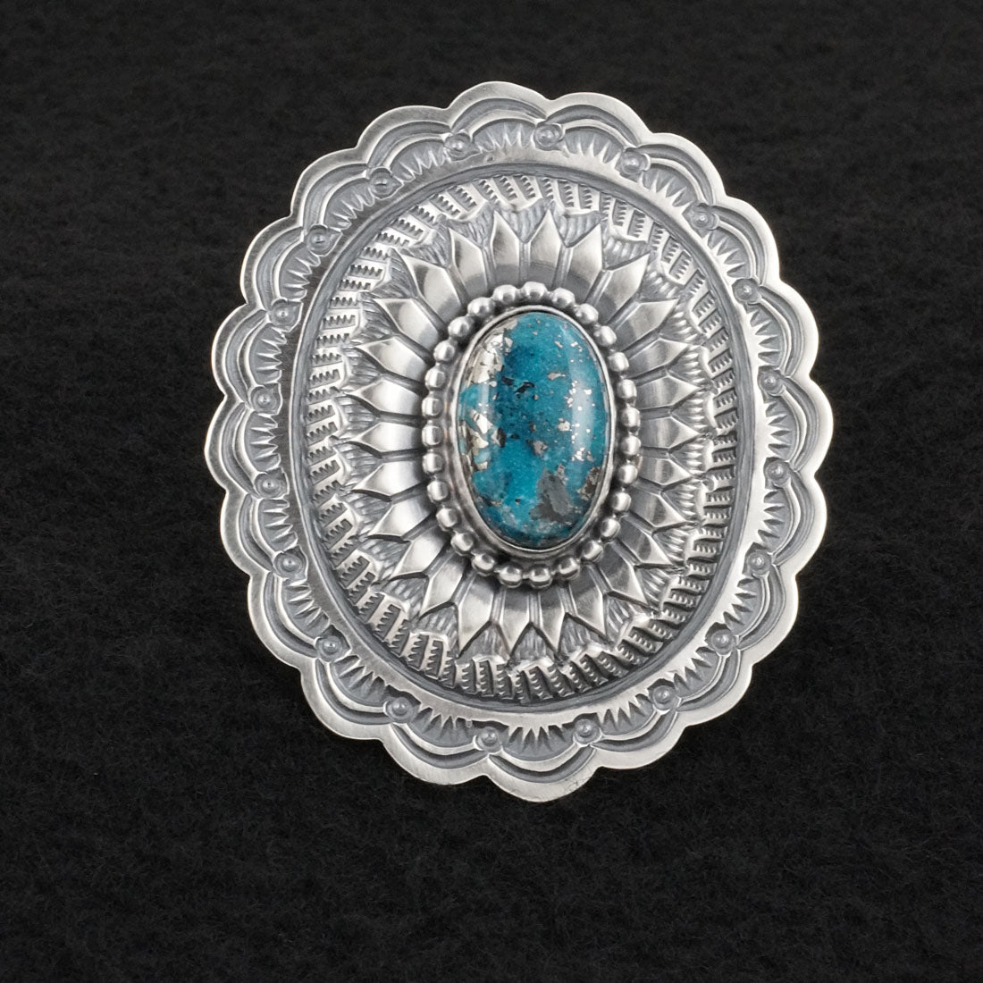 Arnold Blackgoat Turquoise & Sterling Silver Ring Adj.