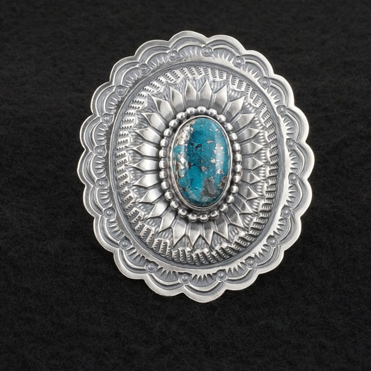 Arnold Blackgoat Turquoise & Sterling Silver Ring Adj.