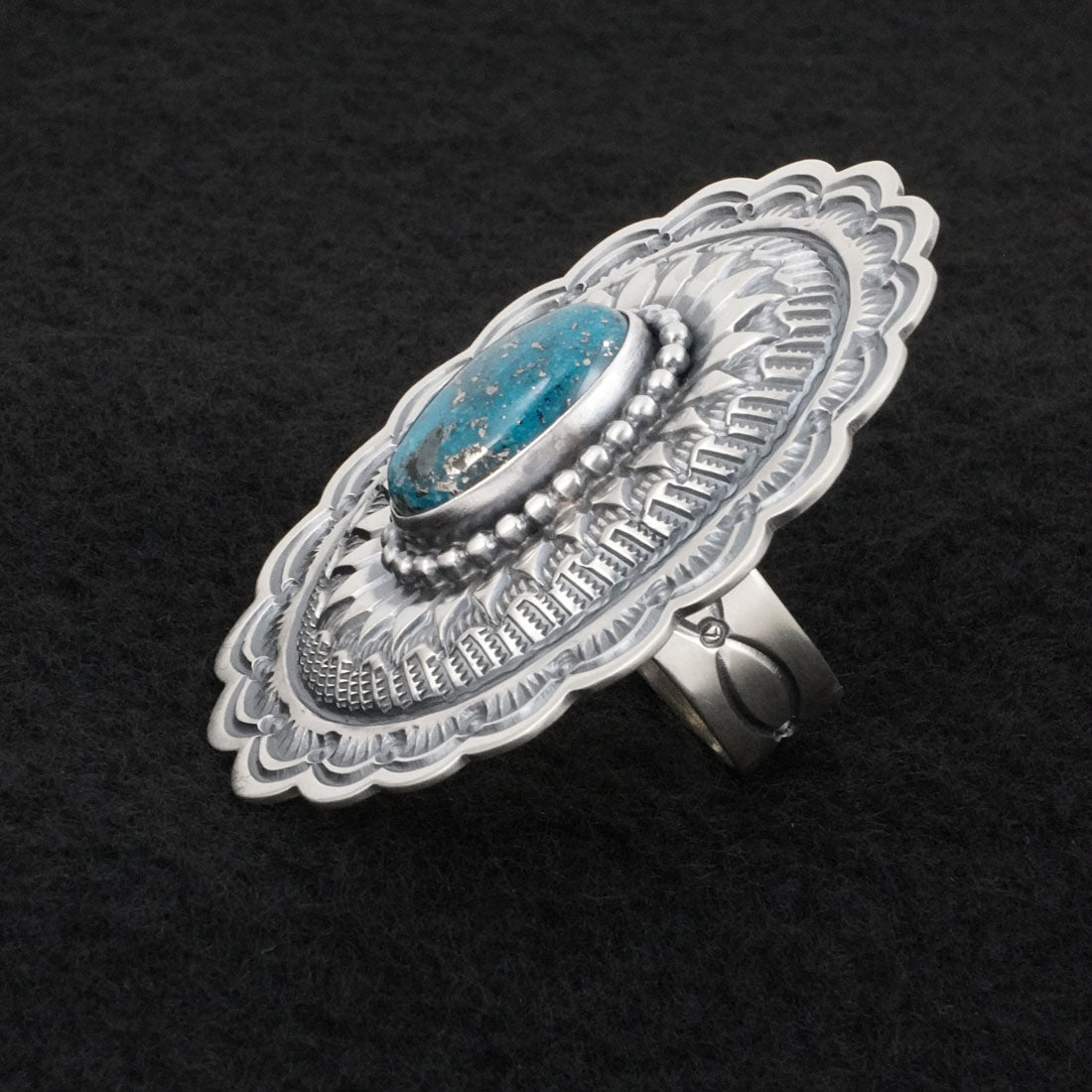 Arnold Blackgoat Turquoise & Sterling Silver Ring Adj.