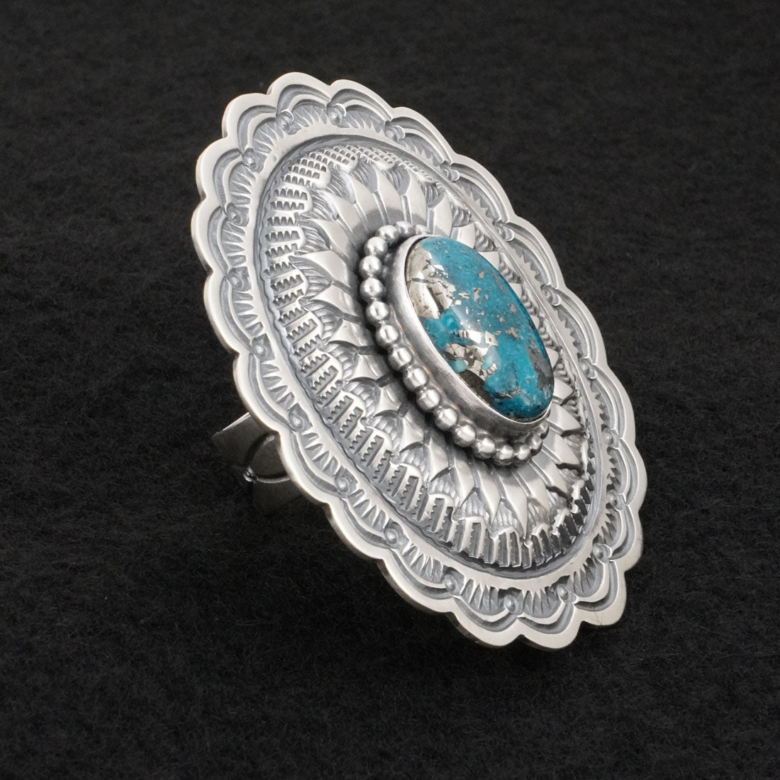Arnold Blackgoat Turquoise & Sterling Silver Ring Adj.