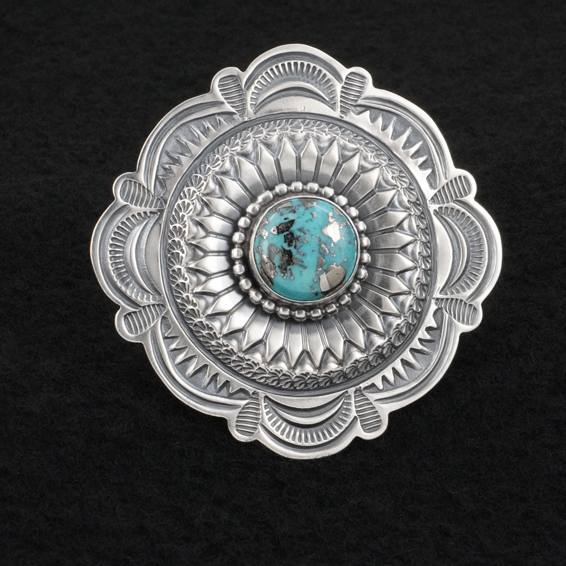 Arnold Blackgoat Turquoise & Sterling Silver Ring Adj.
