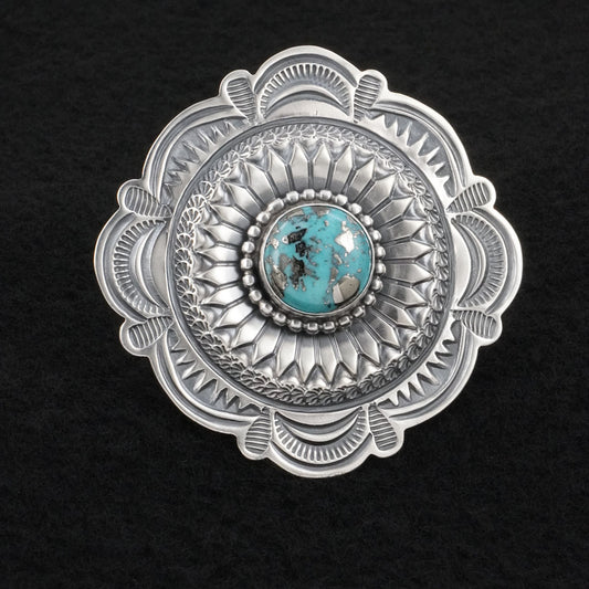 Arnold Blackgoat Turquoise & Sterling Silver Ring Adj.