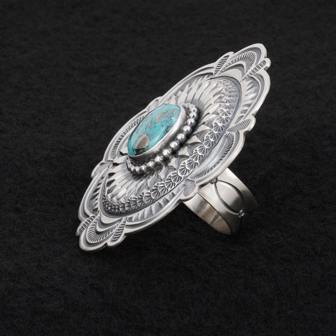 Arnold Blackgoat Turquoise & Sterling Silver Ring Adj.