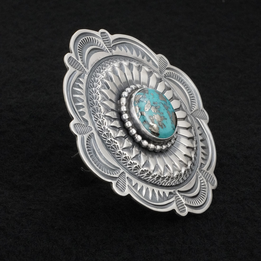 Arnold Blackgoat Turquoise & Sterling Silver Ring Adj.