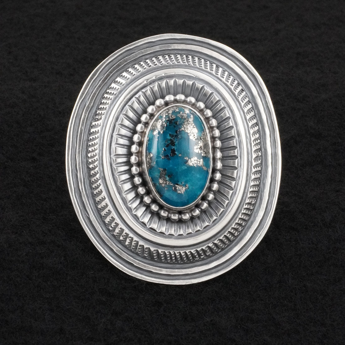 Arnold Blackgoat Turquoise & Sterling Silver Ring Adj.