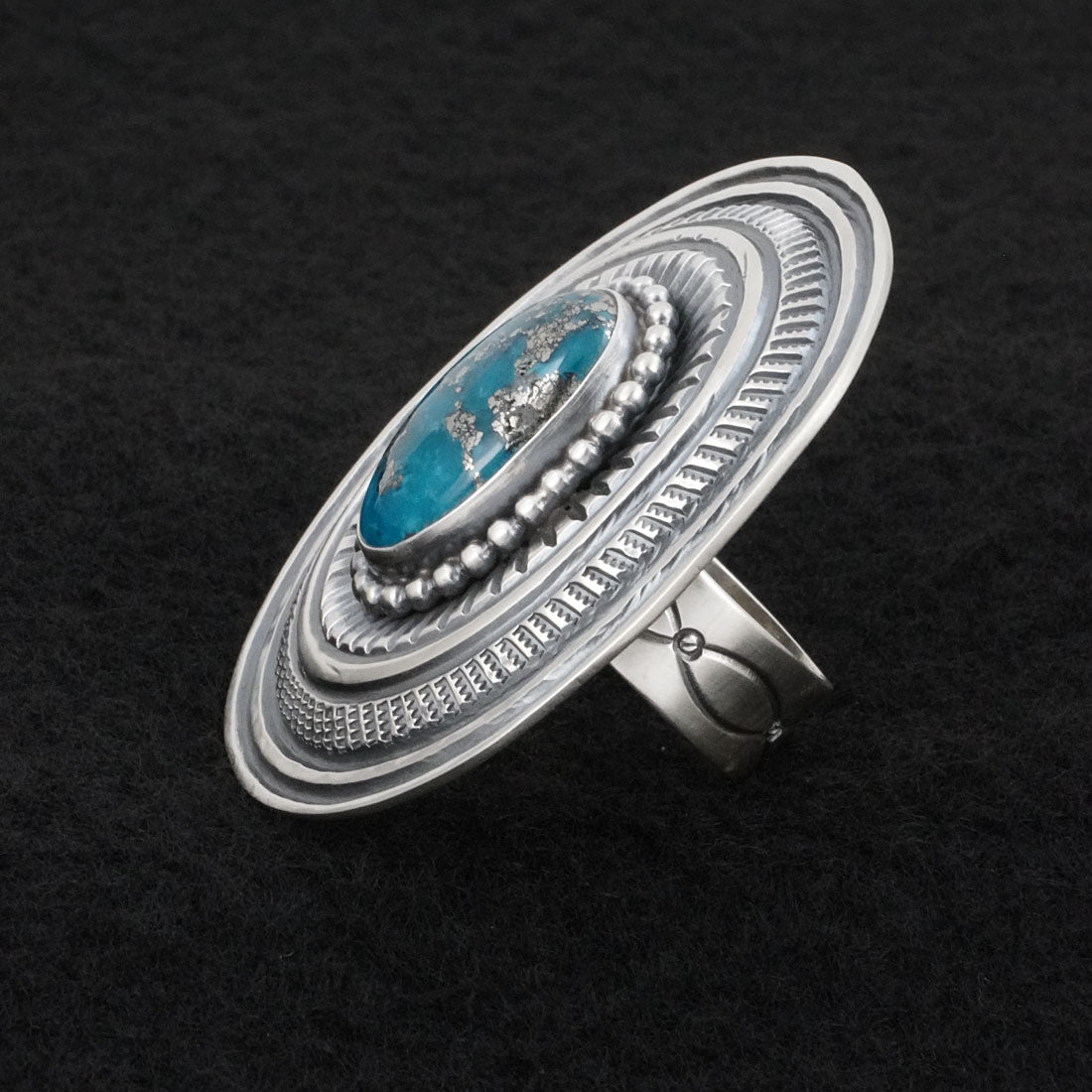 Arnold Blackgoat Turquoise & Sterling Silver Ring Adj.