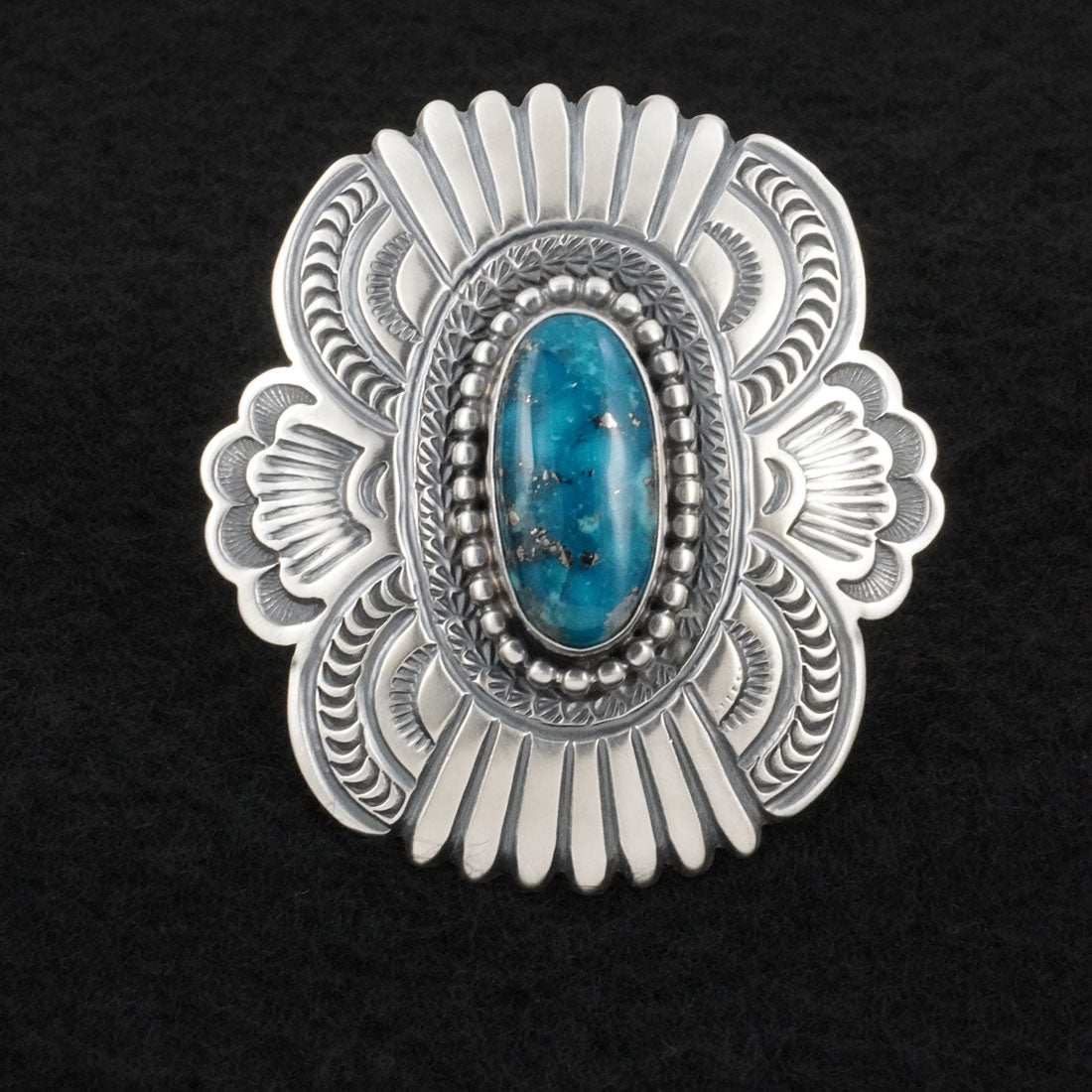 Arnold Blackgoat Turquoise & Sterling Silver Ring Adj.