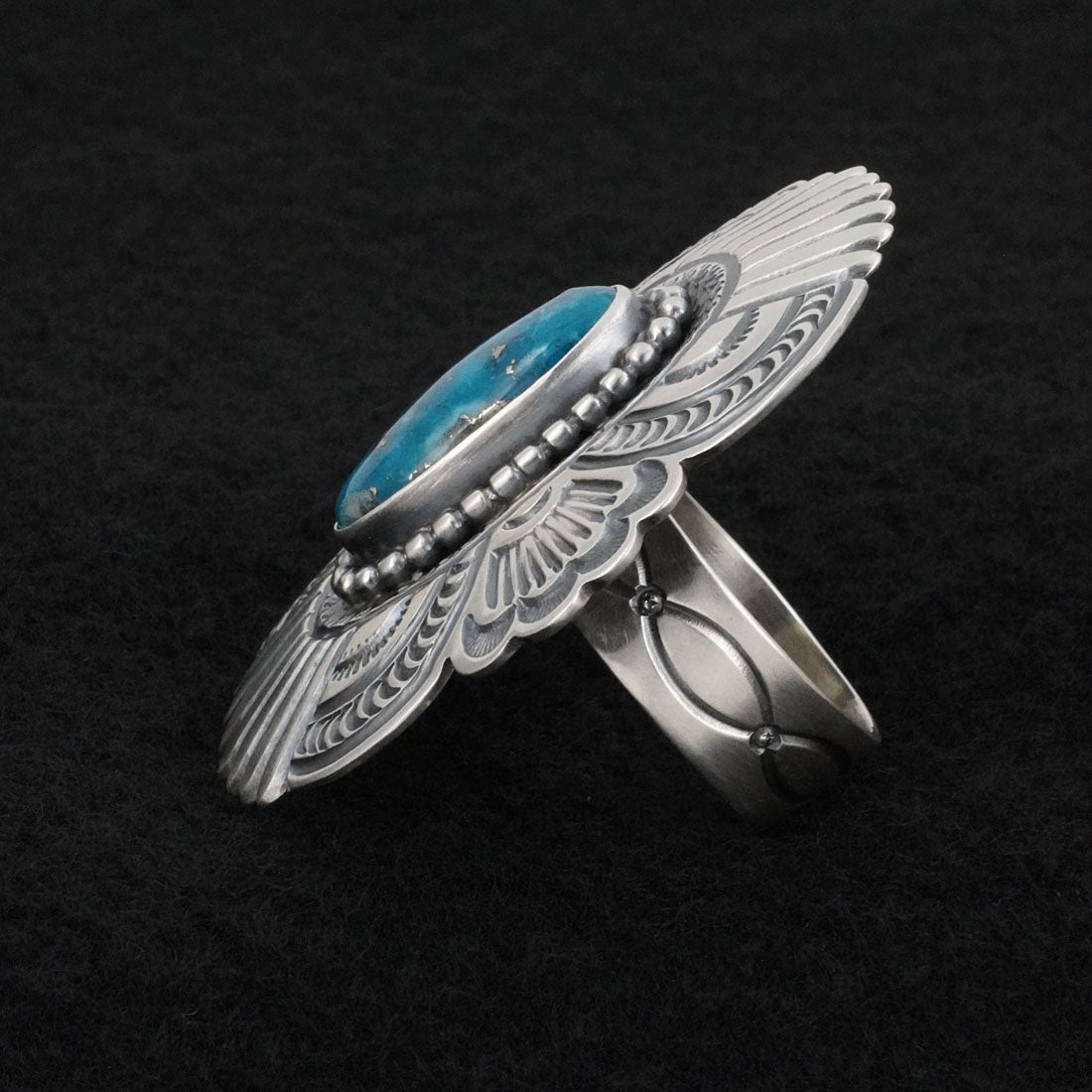 Arnold Blackgoat Turquoise & Sterling Silver Ring Adj.