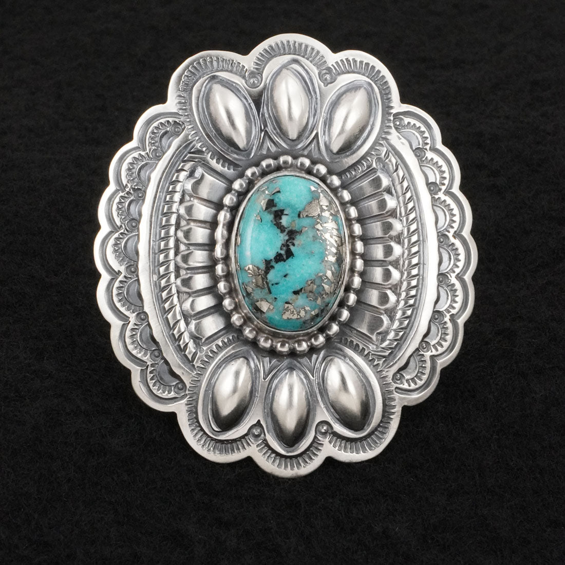 Arnold Blackgoat Turquoise & Sterling Silver Ring Adj.