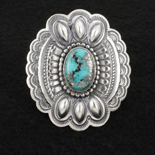 Arnold Blackgoat Turquoise & Sterling Silver Ring Adj.