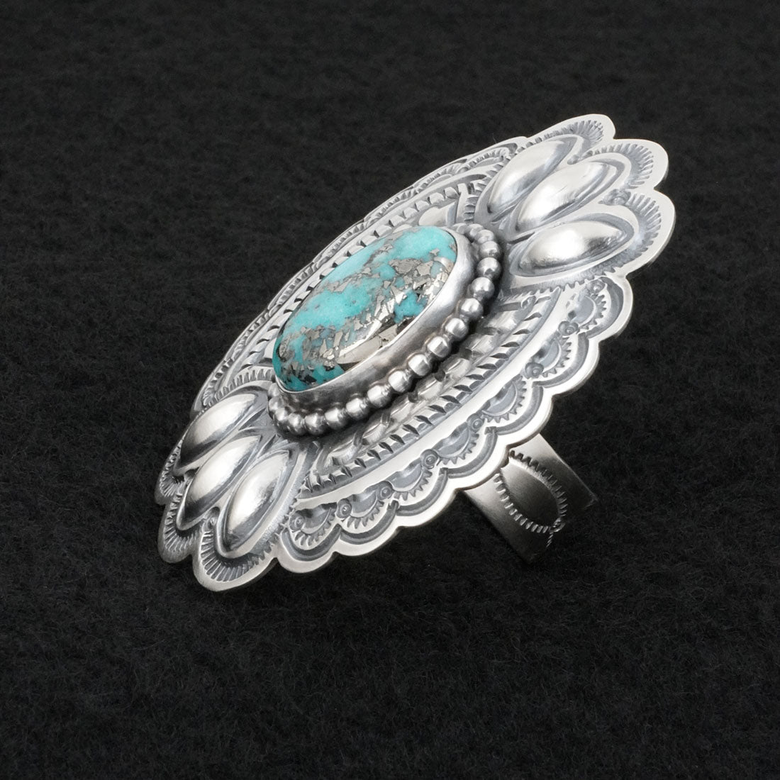 Arnold Blackgoat Turquoise & Sterling Silver Ring Adj.