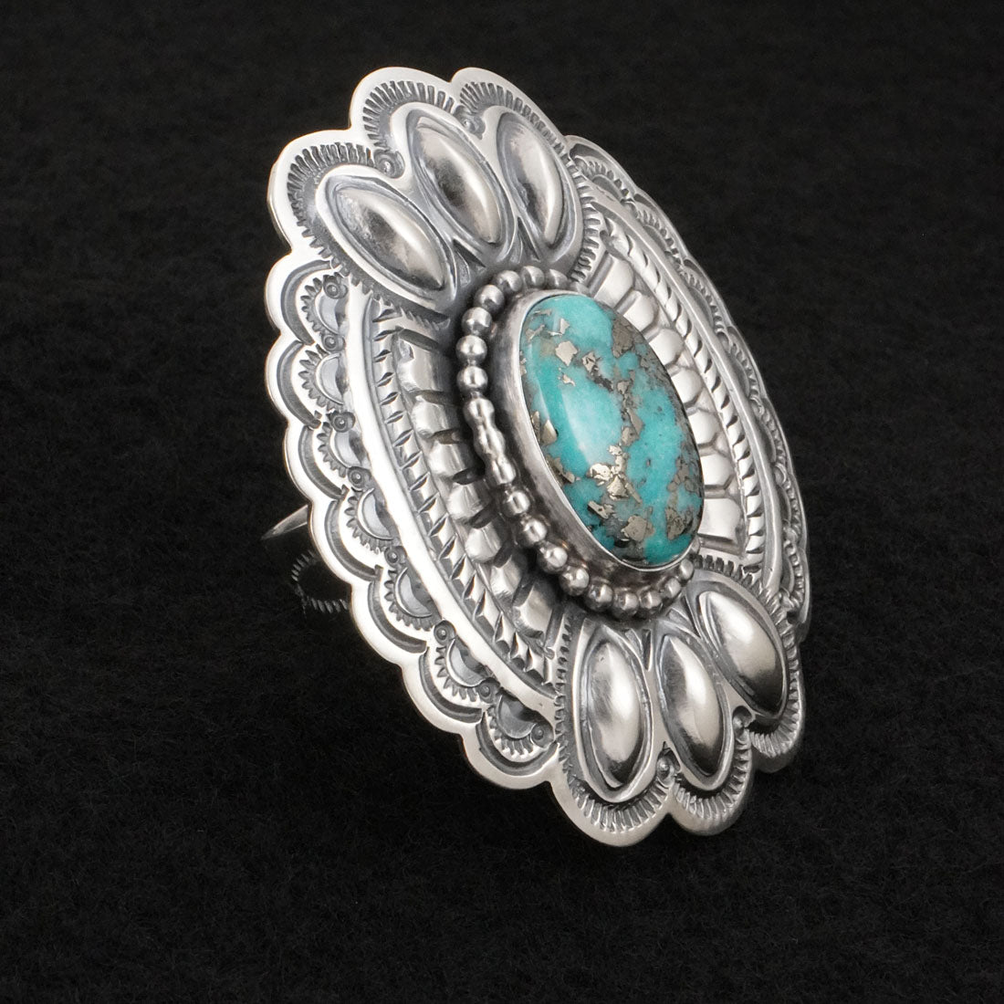 Arnold Blackgoat Turquoise & Sterling Silver Ring Adj.