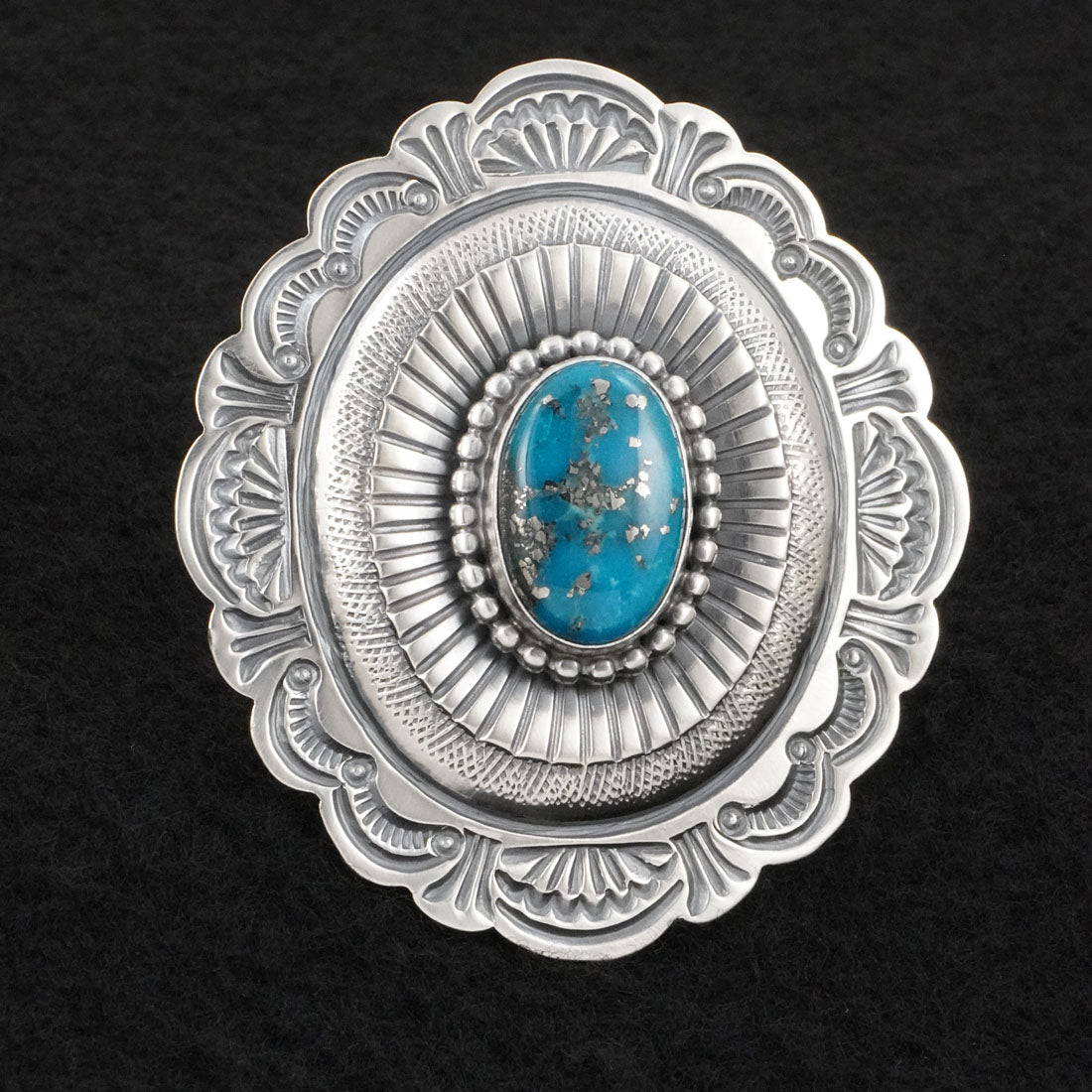 Arnold Blackgoat Turquoise & Sterling Silver Ring Adj.