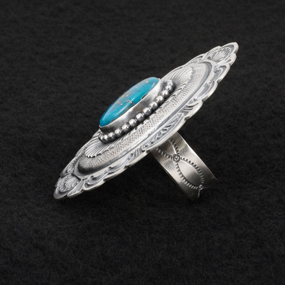 Arnold Blackgoat Turquoise & Sterling Silver Ring Adj.