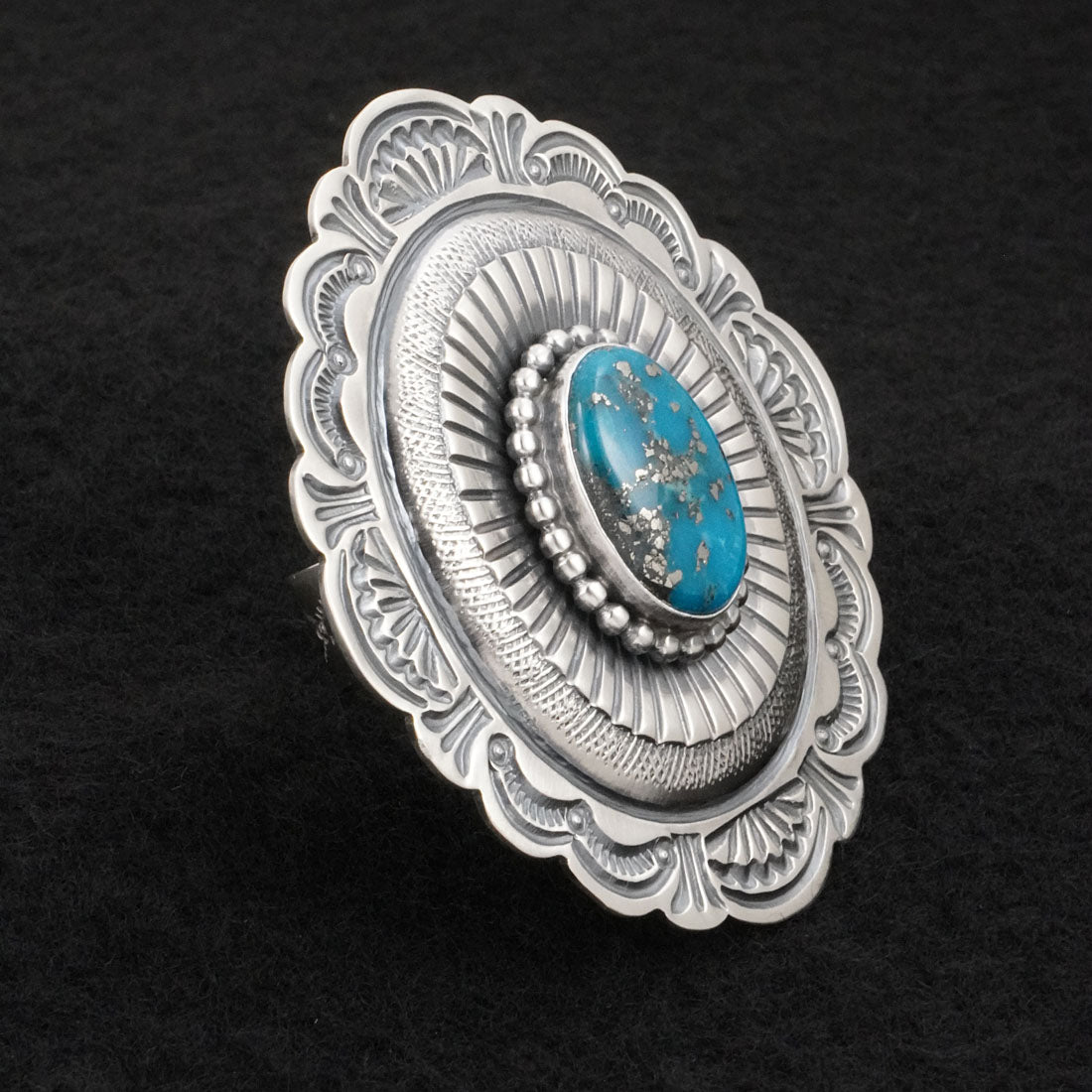 Arnold Blackgoat Turquoise & Sterling Silver Ring Adj.