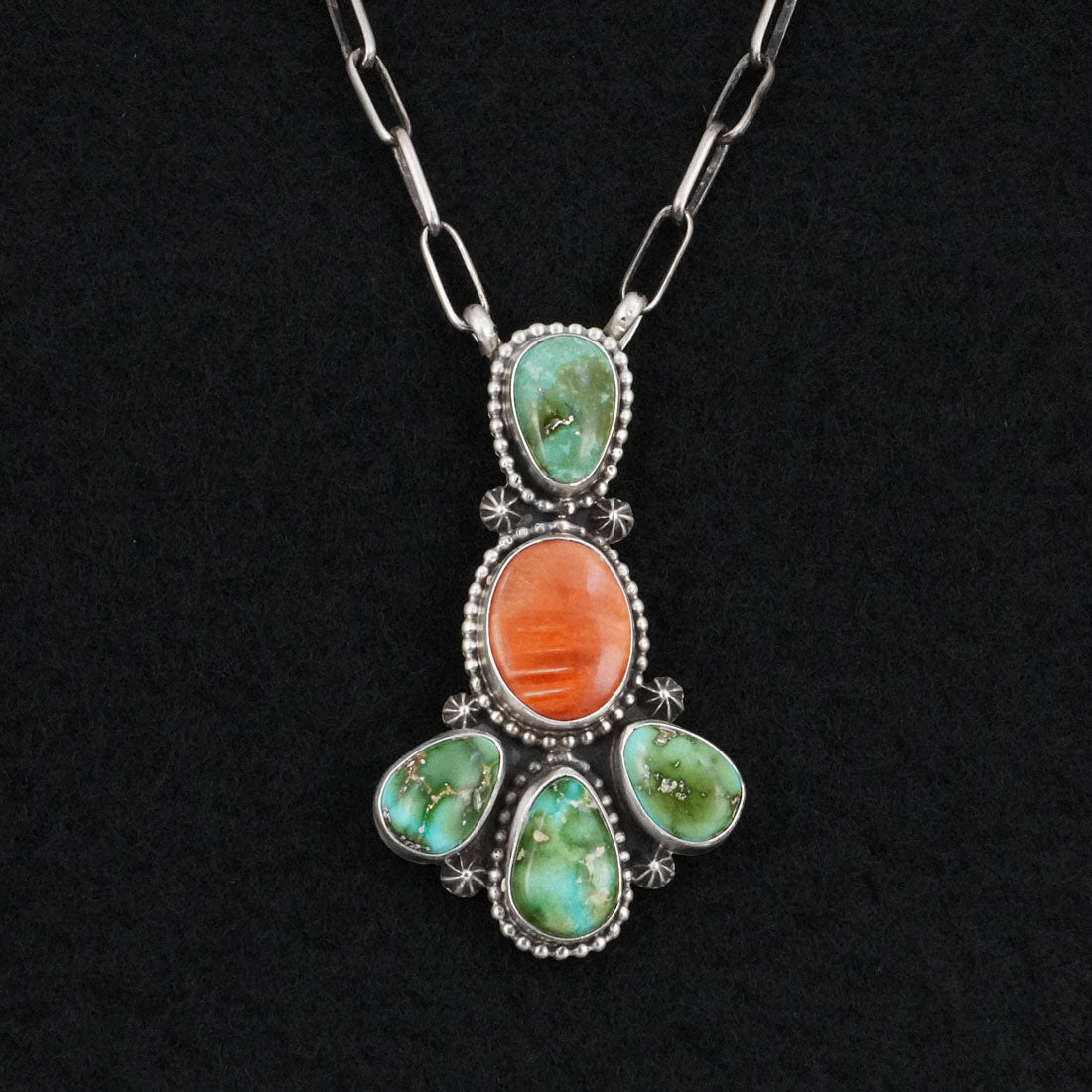 Randy Billy Turquoise, Spiny Oyster & Sterling Silver Necklace