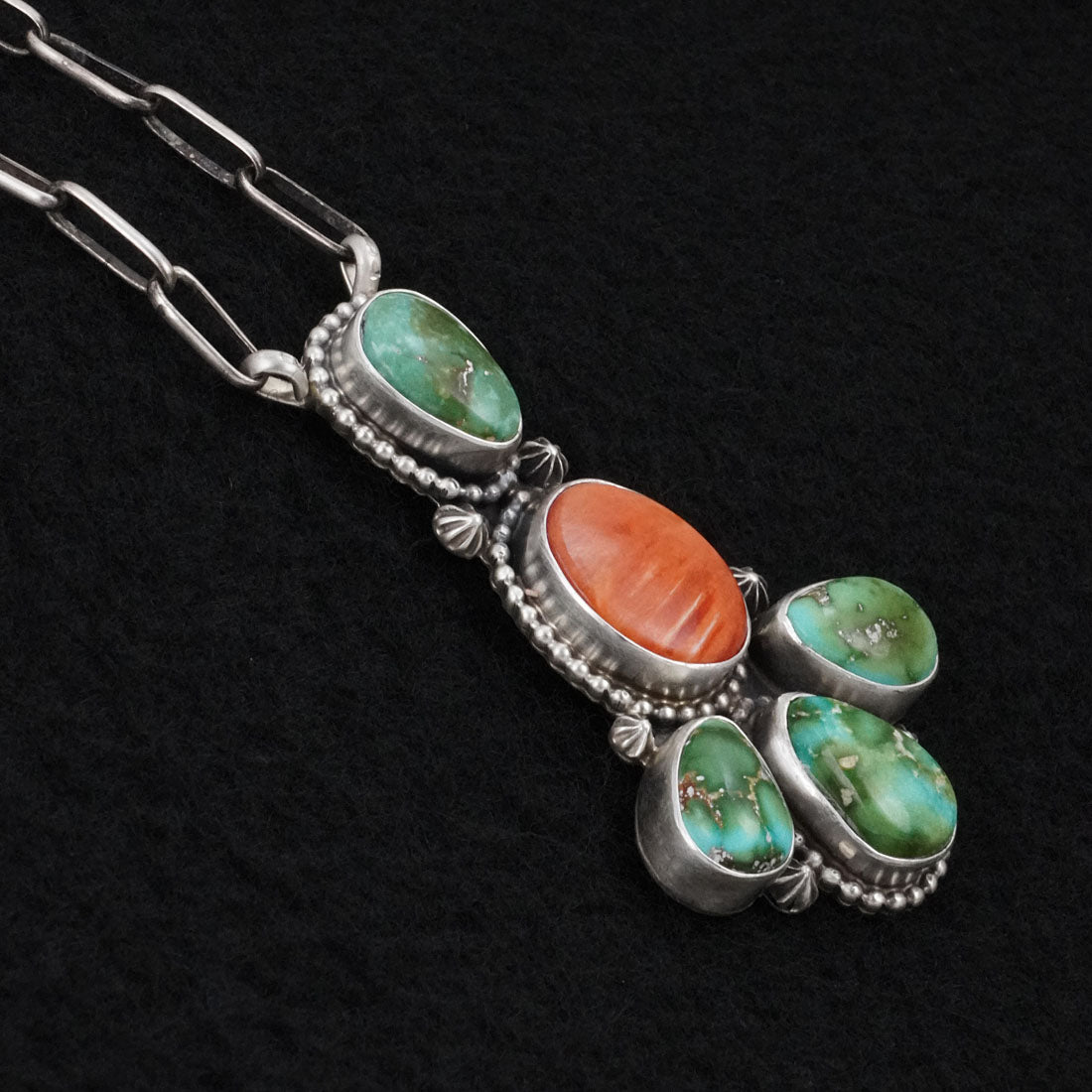 Randy Billy Turquoise, Spiny Oyster & Sterling Silver Necklace