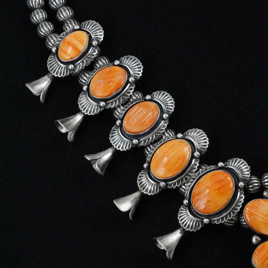 Mark Yazzie Spiny Oyster & Sterling Silver Squash Blossom Set