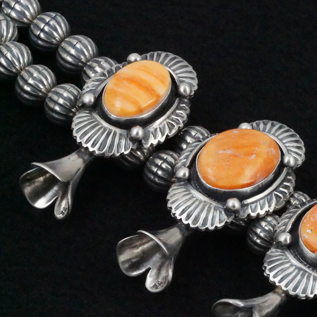 Mark Yazzie Spiny Oyster & Sterling Silver Squash Blossom Set