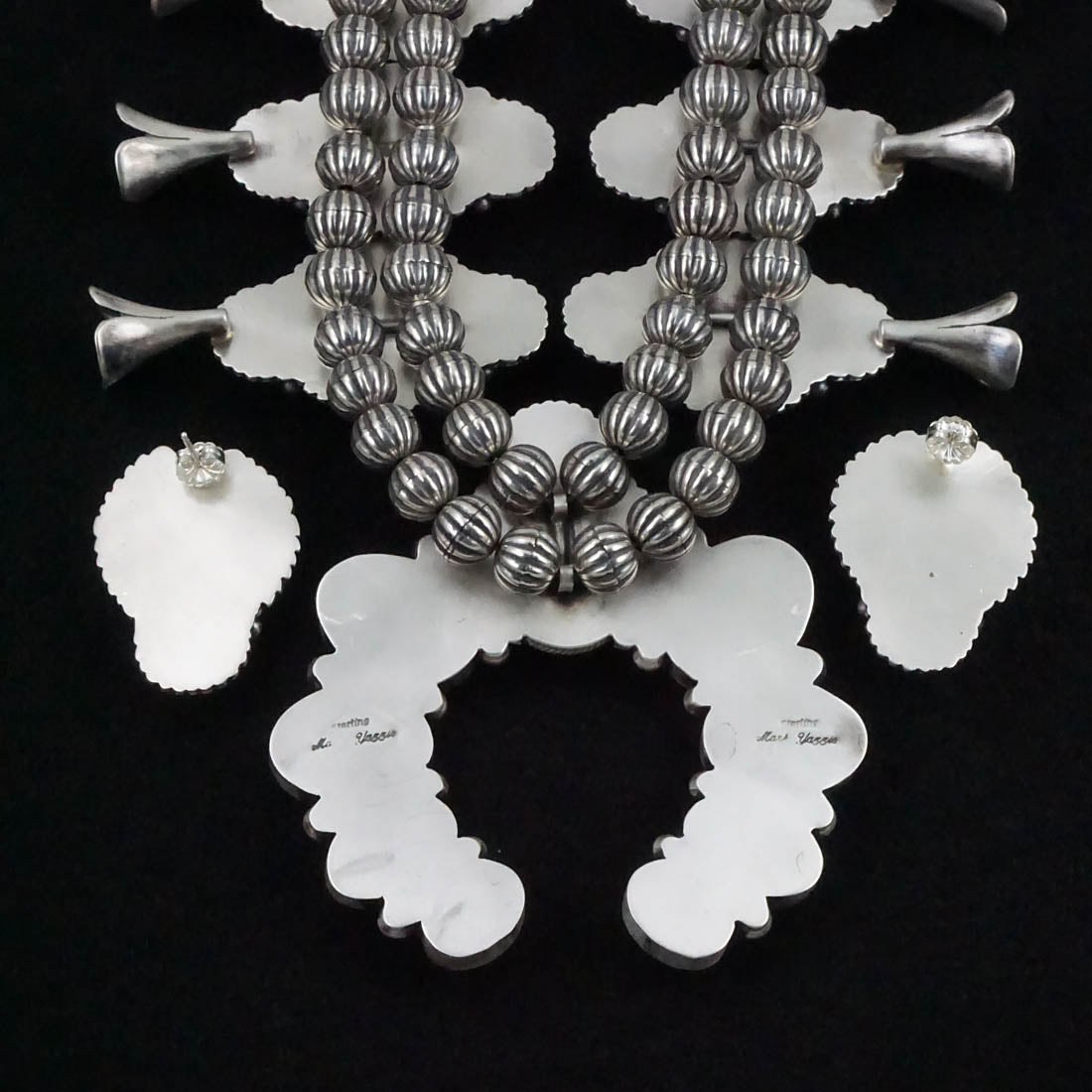 Mark Yazzie Spiny Oyster & Sterling Silver Squash Blossom Set