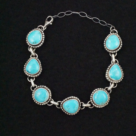 Kathleen Livingston Turquoise & Sterling Silver Link Bracelet